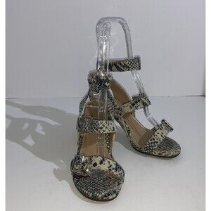 Vionic Sandals Womens 7 Carmel Beige Snake Strappy Block Buckle Comfort Shoes